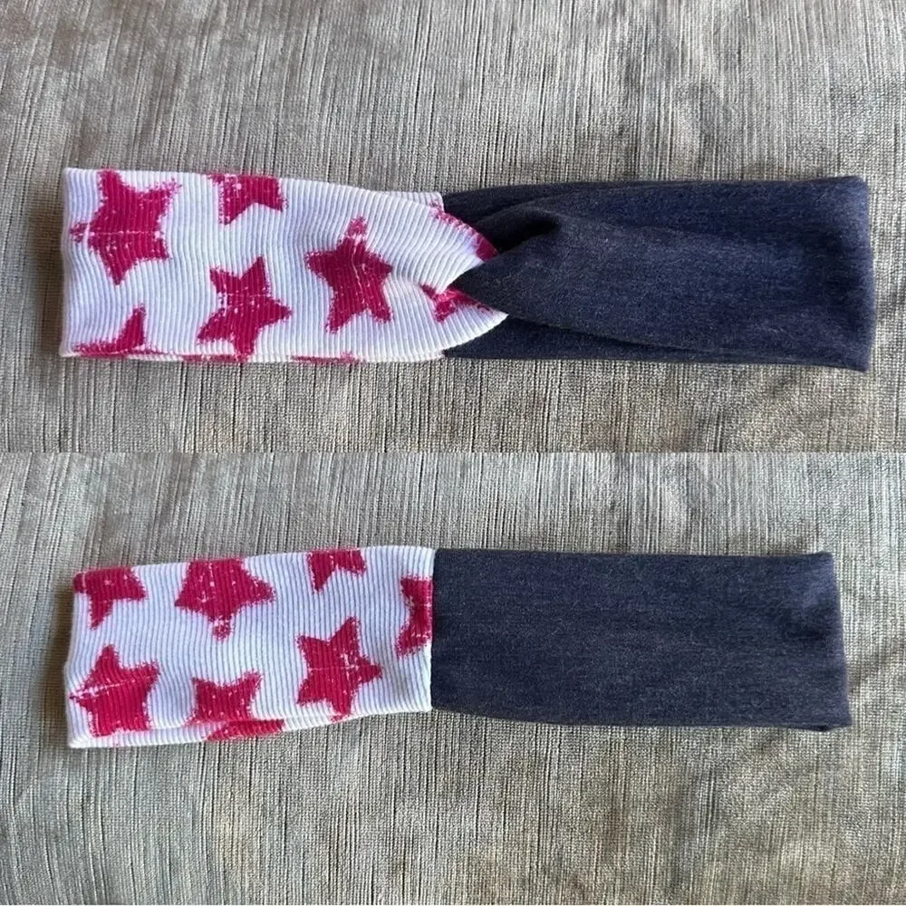 Headband Handmade red star white blue twist